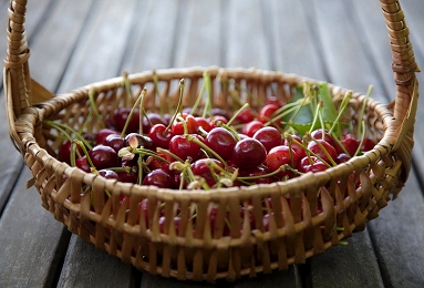 basket full of cherries